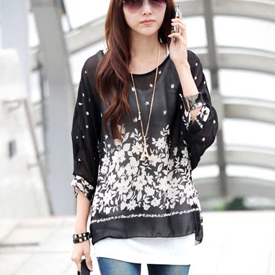 Vestido casual bohemio estilo chiffon disponible en tallas grandes 4XL 5XL 6XL vestido vintage floreado con cuello en O camiseta estilo long top