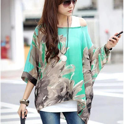 Vestido casual bohemio estilo chiffon disponible en tallas grandes 4XL 5XL 6XL vestido vintage floreado con cuello en O camiseta estilo long top