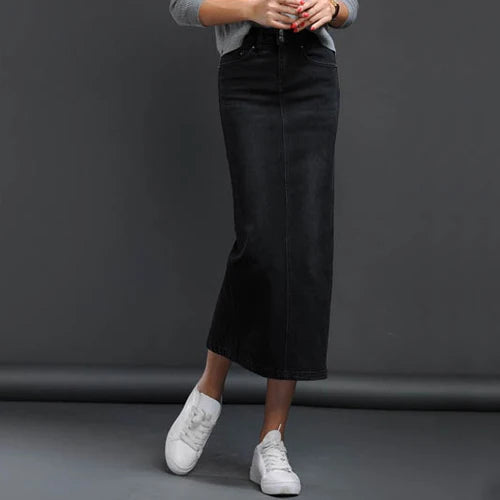 Falda Maxi Vaquera | Cintura Natural Recta | Moda