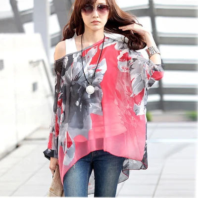 Vestido casual bohemio estilo chiffon disponible en tallas grandes 4XL 5XL 6XL vestido vintage floreado con cuello en O camiseta estilo long top