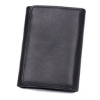 GENODERN, billeteras de cuero genuino para hombre, monedero corto de lujo a la moda para hombre, billeteras masculinas triples de alta calidad con cerrojo