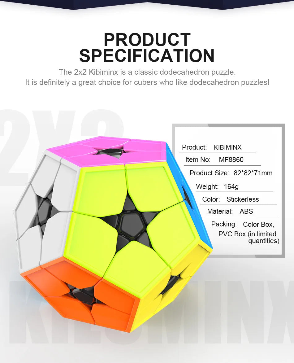 Moyu MoFang JiaoShi Meilong 2x2 Megaminx stickerless Magic Cube Kilominx dodecaedro 2x2 Color Kibiminx Speed Cube