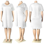 Conjunto de ropa de talla grande para mujer, pantalones cortos con dobladillo, chándal informal, ropa de calle, 4xl, verano, venta al por mayor, envío directo