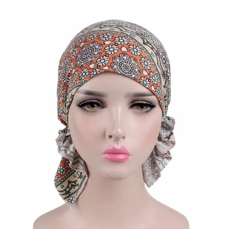 Nueva bufanda musulmana de bambú preatada, gorro de quimio para mujer, turbante para mujer, sombrero, pañuelo para la cabeza, pañuelos para el cáncer, accesorios para el cabello