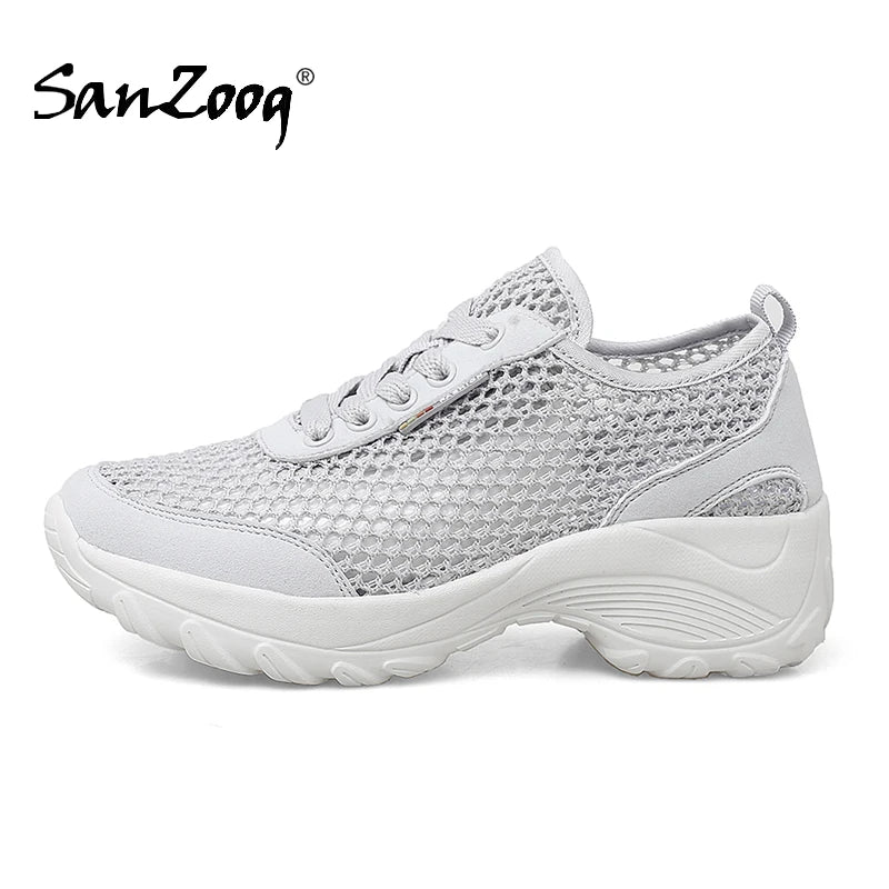 Zapatillas de Malla Hueca con Cordones | Plataforma EVA | Ligeras y Transpirables | Verano