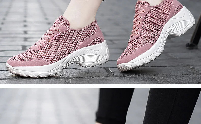 Zapatillas de Malla Hueca con Cordones | Plataforma EVA | Ligeras y Transpirables | Verano