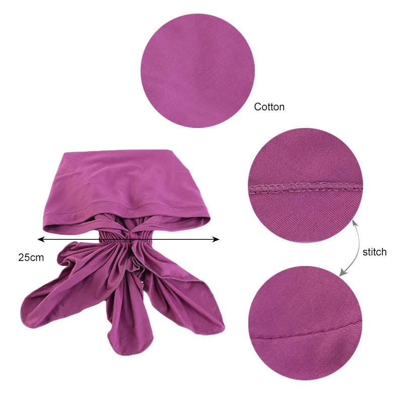 Nueva bufanda musulmana de bambú preatada, gorro de quimio para mujer, turbante para mujer, sombrero, pañuelo para la cabeza, pañuelos para el cáncer, accesorios para el cabello