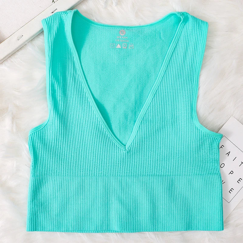 Top Corto Verano | Cuello V | Canesú Acanalado | Ticotrendy