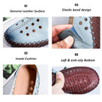 Mocasines Oxford de Cuero Azul | Costura Detallada | Zapatos Planos | Para Todas las Estaciones
