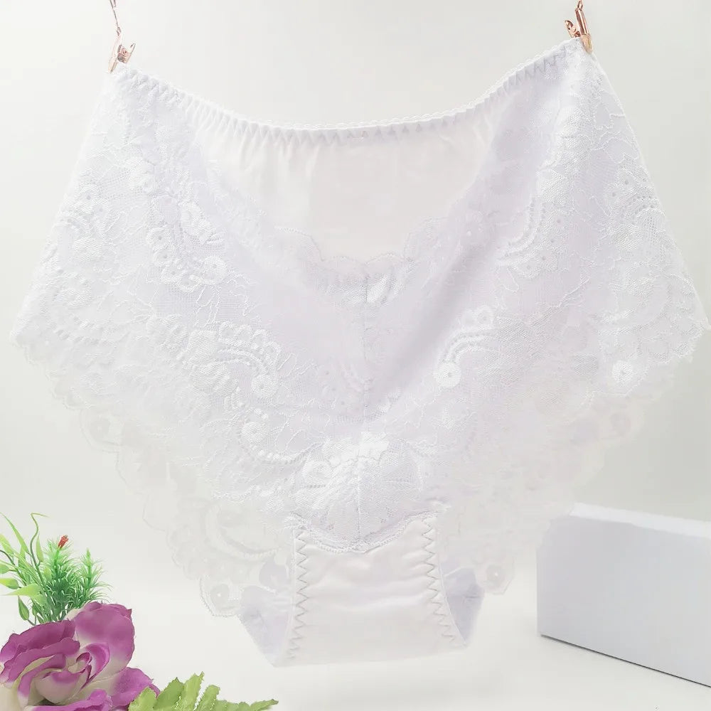 Bragas de Algodón con Encaje | Talla Grande 7XL