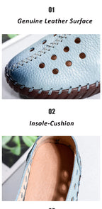 Mocasines Oxford de Cuero Azul | Costura Detallada | Zapatos Planos | Para Todas las Estaciones