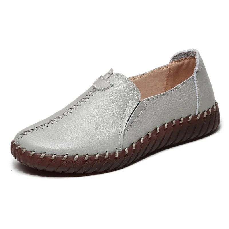 Mocasines Oxford de Cuero Azul | Costura Detallada | Zapatos Planos | Para Todas las Estaciones