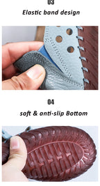 Mocasines Oxford de Cuero Azul | Costura Detallada | Zapatos Planos | Para Todas las Estaciones