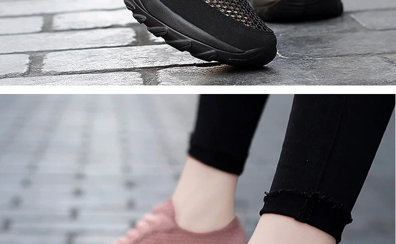 Zapatillas de Malla Hueca con Cordones | Plataforma EVA | Ligeras y Transpirables | Verano
