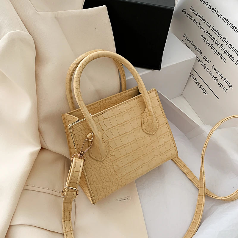 Mini Bolso Cuadrado con Patrón de Cocodrilo para Mujer