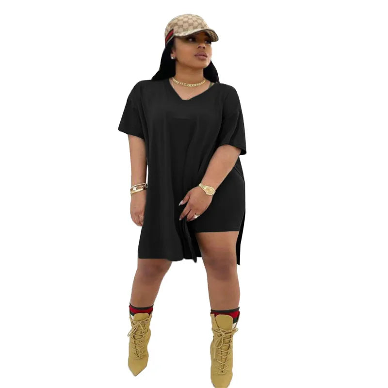 Conjunto de ropa de talla grande para mujer, pantalones cortos con dobladillo, chándal informal, ropa de calle, 4xl, verano, venta al por mayor, envío directo