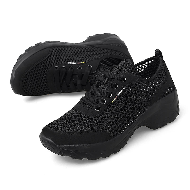 Zapatillas de Malla Hueca con Cordones | Plataforma EVA | Ligeras y Transpirables | Verano