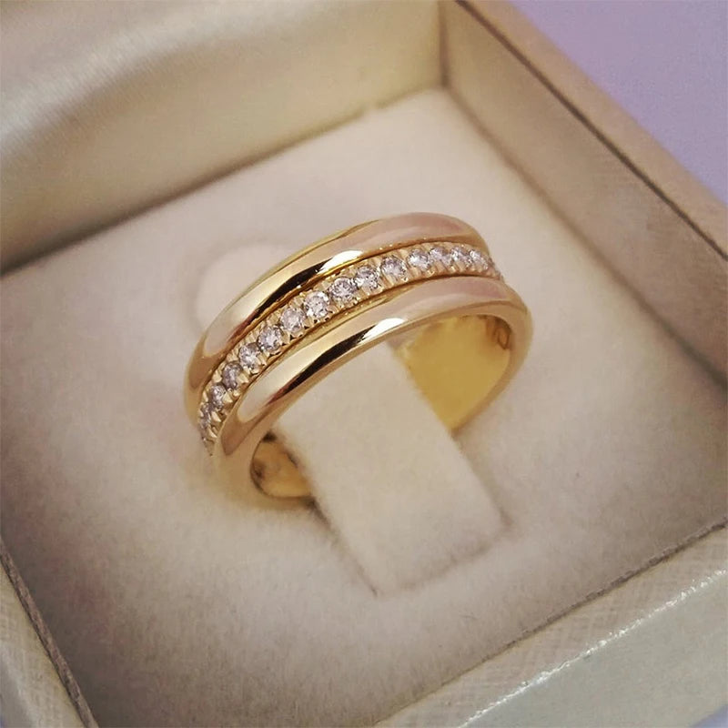 Huitan 2020 nuevo anillo de boda de moda para mujer Micro pavimentado Cubiz Zircon anillos de dedo accesorios de joyería de compromiso femenino