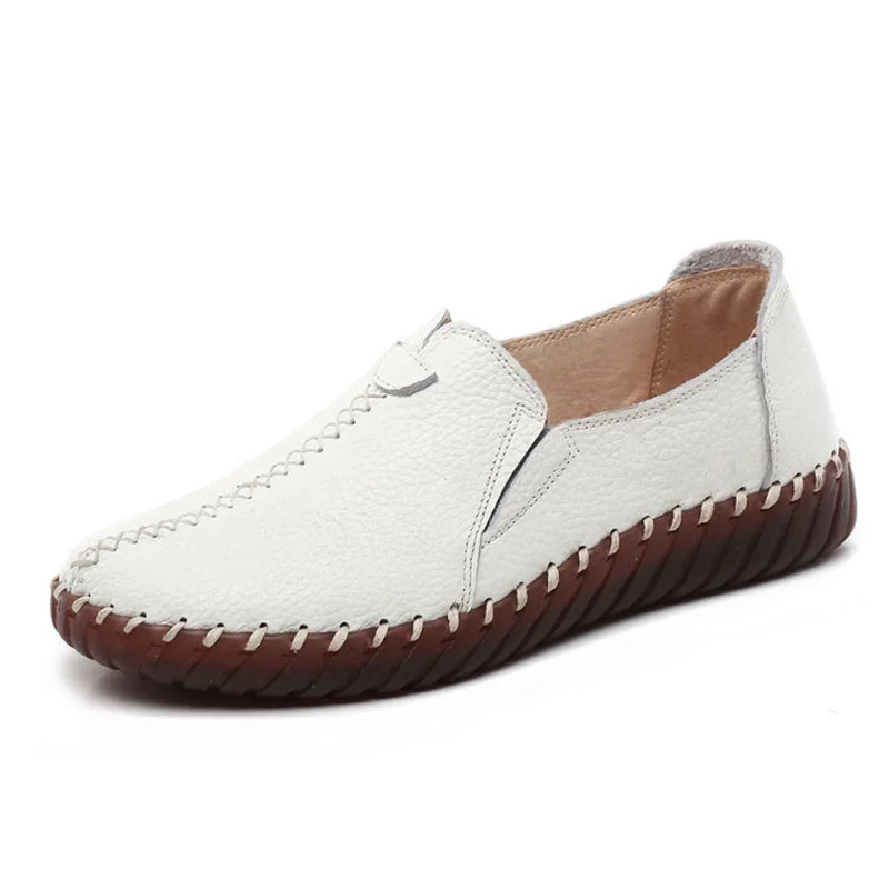 Mocasines Oxford de Cuero Azul | Costura Detallada | Zapatos Planos | Para Todas las Estaciones