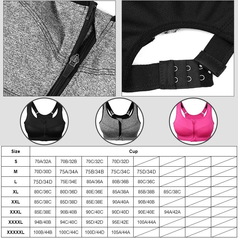 Top Deportivo para Mujer S-5XL | Cremallera Frontal y Push-up | Gimnasio y Yoga | Tico trendy