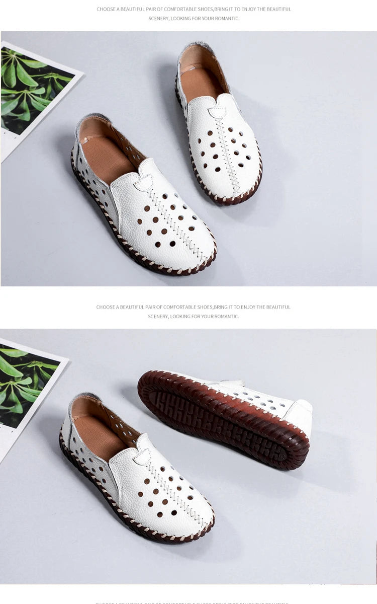 Mocasines Oxford de Cuero Azul | Costura Detallada | Zapatos Planos | Para Todas las Estaciones
