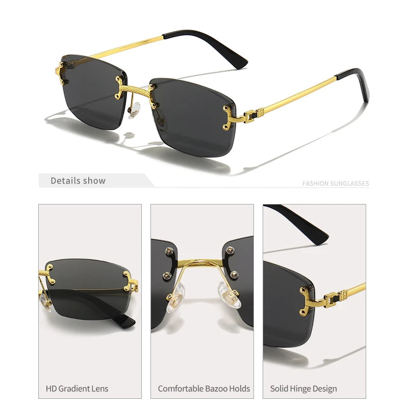 Gafas de Sol CATERSIDE | Cobre y Lentes Degradados Azules | Cuadradas Sin Montura | Lujo Unisex