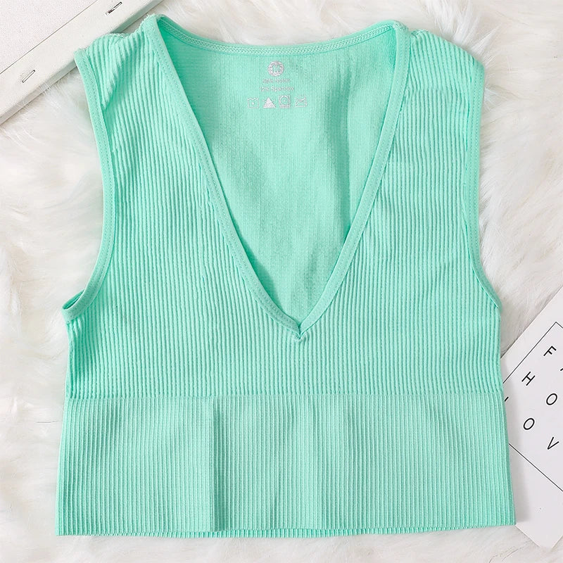 Top Corto Verano | Cuello V | Canesú Acanalado | Ticotrendy