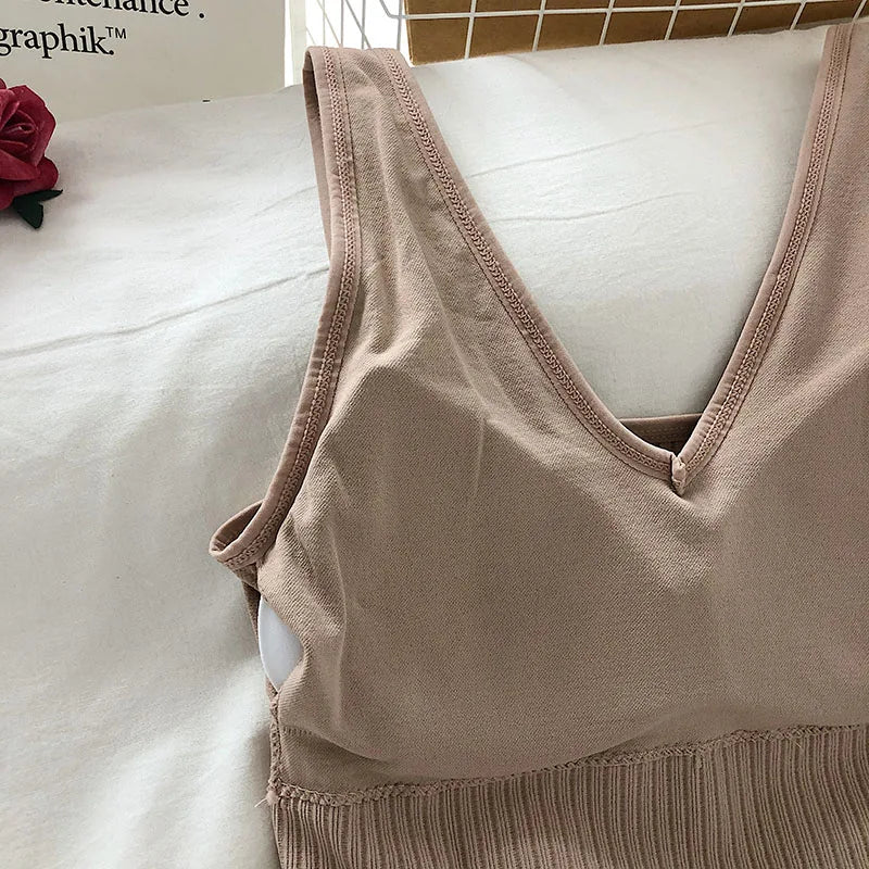 Top Sin Mangas Escote V | Acolchado Sin Costuras | Lencería Ajustable | Ticotrendy