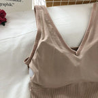 Top Sin Mangas Escote V | Acolchado Sin Costuras | Lencería Ajustable | Ticotrendy