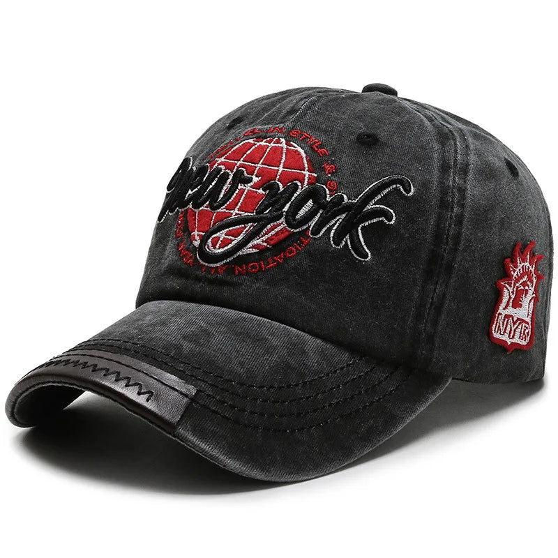 Gorra Vintage con Visera Curvada Bordada para Actividades al Aire Libre