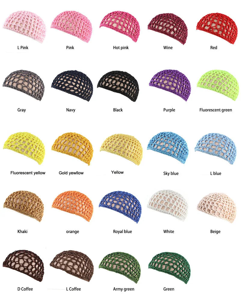 Nueva redecilla de punto suave para el cabello, gorro de redecilla de punto de rayón, gorro para el cuidado del cabello, cubierta nocturna para dormir de ganchillo, turbantes, accesorios de herramientas de estilismo