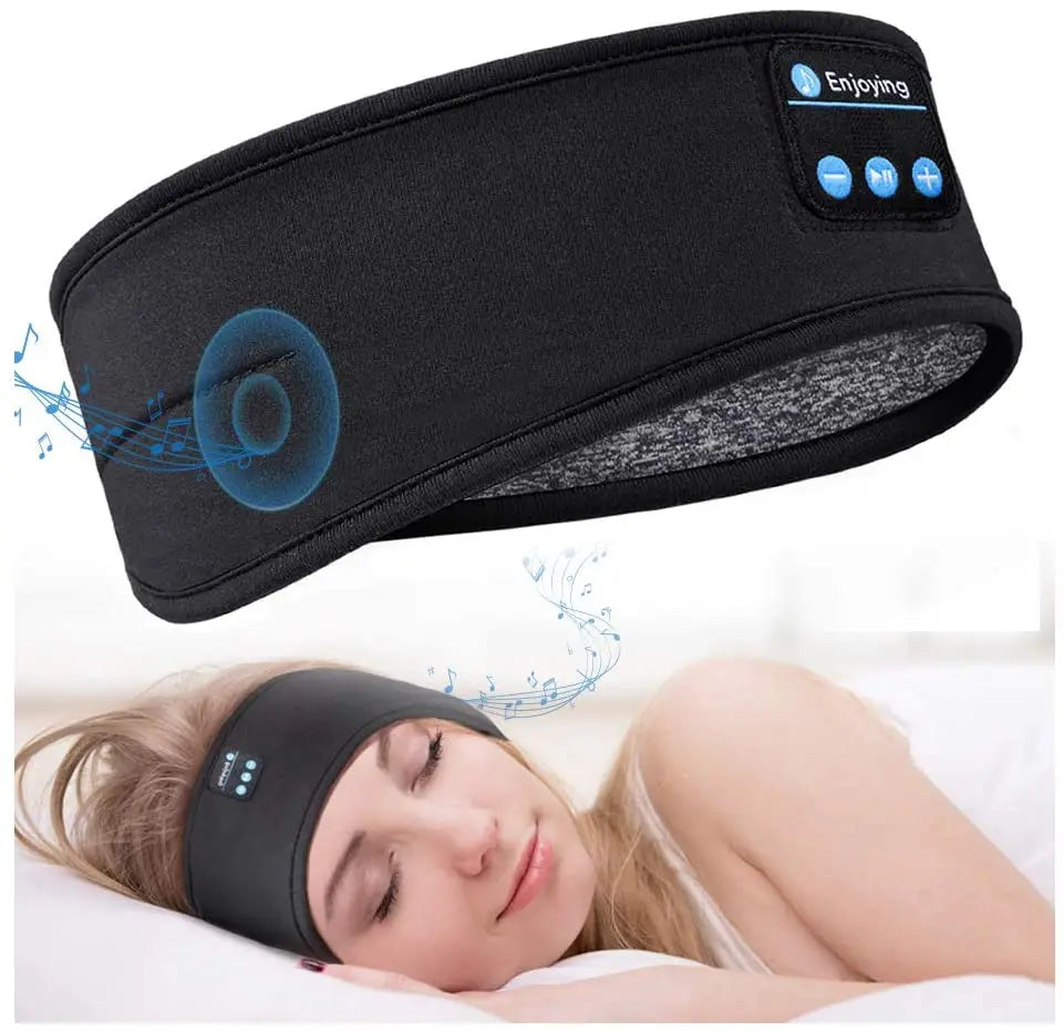 Auriculares Bluetooth para dormir, diadema deportiva, finos, suaves, elásticos, cómodos, inalámbricos, para música, máscara para ojos para dormir lateral
