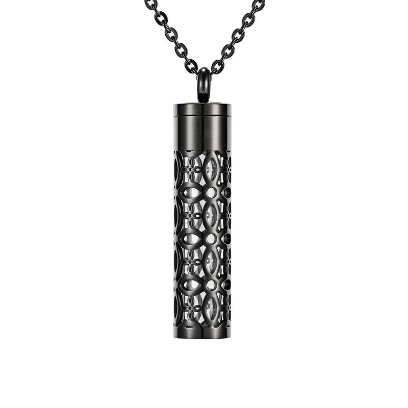 Colgante de contenedor de aceite esencial, medallón hueco de acero inoxidable, joyería, botella de vidrio, difusor de Perfume, collar de aromaterapia