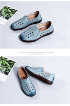 Mocasines Oxford de Cuero Azul | Costura Detallada | Zapatos Planos | Para Todas las Estaciones