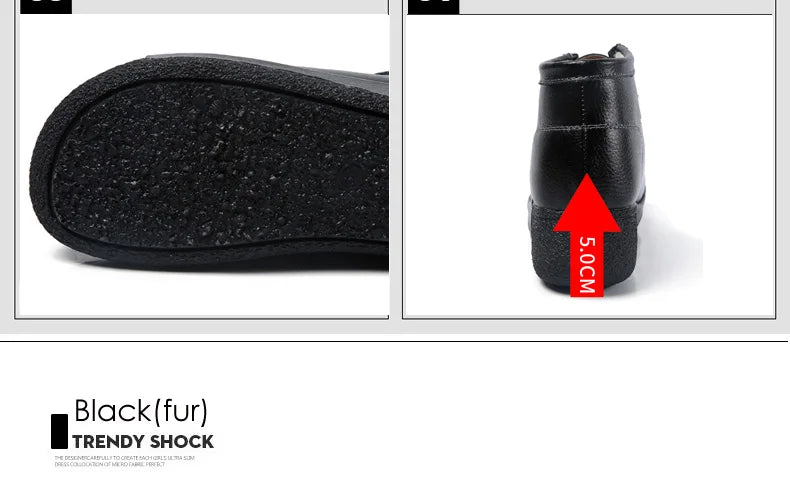Botas Botines de Cuero Genuino para Mujer Tobillera Invierno Plataforma
