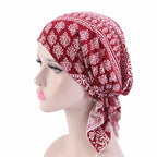 Nueva bufanda musulmana de bambú preatada, gorro de quimio para mujer, turbante para mujer, sombrero, pañuelo para la cabeza, pañuelos para el cáncer, accesorios para el cabello