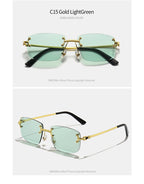 Gafas de Sol CATERSIDE | Cobre y Lentes Degradados Azules | Cuadradas Sin Montura | Lujo Unisex