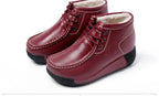 Botas Botines de Cuero Genuino para Mujer Tobillera Invierno Plataforma