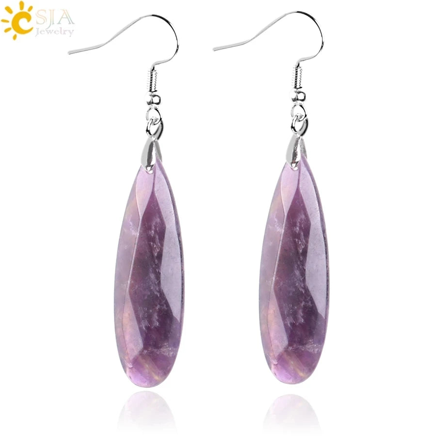 Pendientes de Concha de Abulón Natural con Colgante de Gota