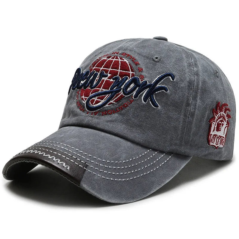 Gorra Vintage con Visera Curvada Bordada para Actividades al Aire Libre