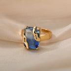 Anillo Minimalista Mujer | Cristal Azul de Circón  | Acero Inoxidable | Ticotrendy