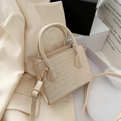 Mini Bolso Cuadrado con Patrón de Cocodrilo para Mujer