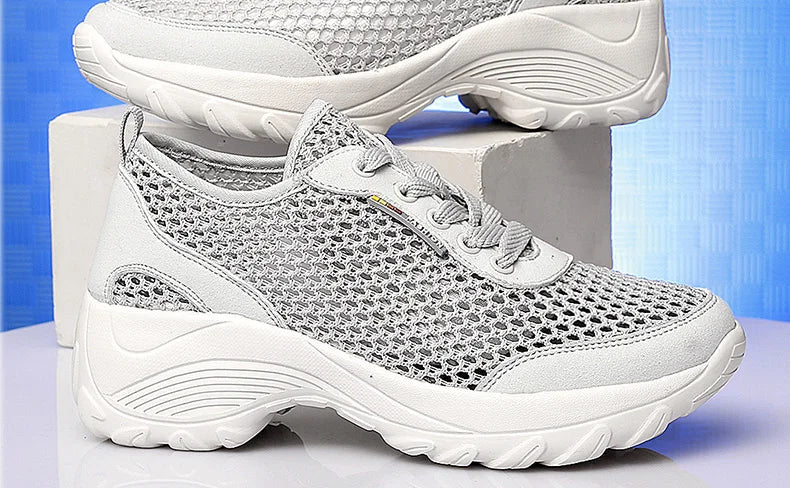 Zapatillas de Malla Hueca con Cordones | Plataforma EVA | Ligeras y Transpirables | Verano
