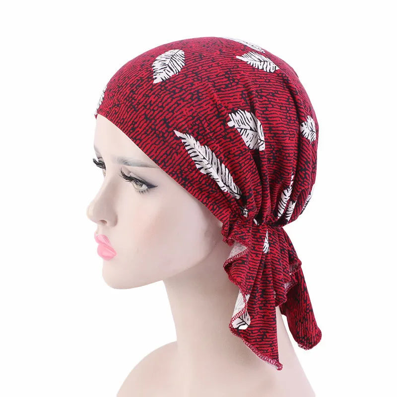 Nueva bufanda musulmana de bambú preatada, gorro de quimio para mujer, turbante para mujer, sombrero, pañuelo para la cabeza, pañuelos para el cáncer, accesorios para el cabello