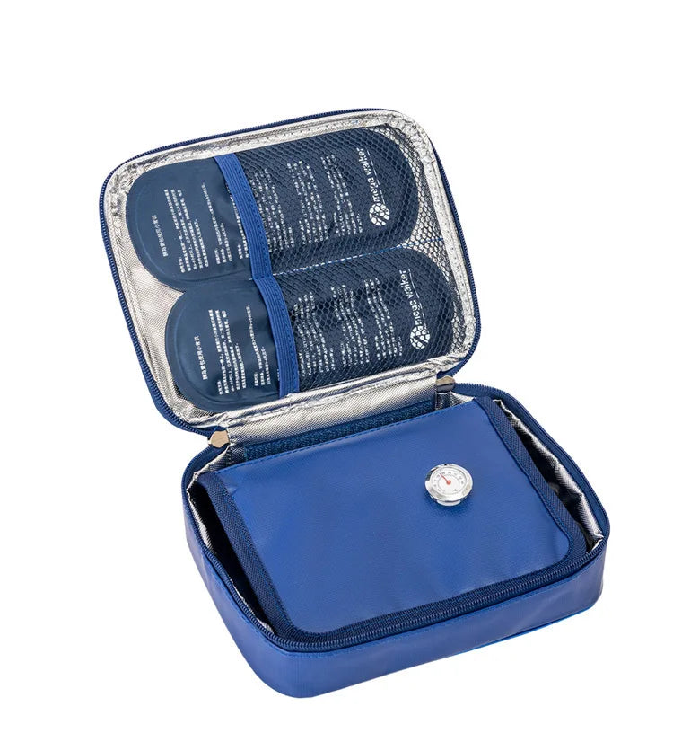 Caja enfriadora de insulina mega, bolsa de tamaño mediano, Estuche De Viaje de insulina para diabéticos con aislamiento portátil, bolsa de hielo de papel de aluminio de tela de nailon