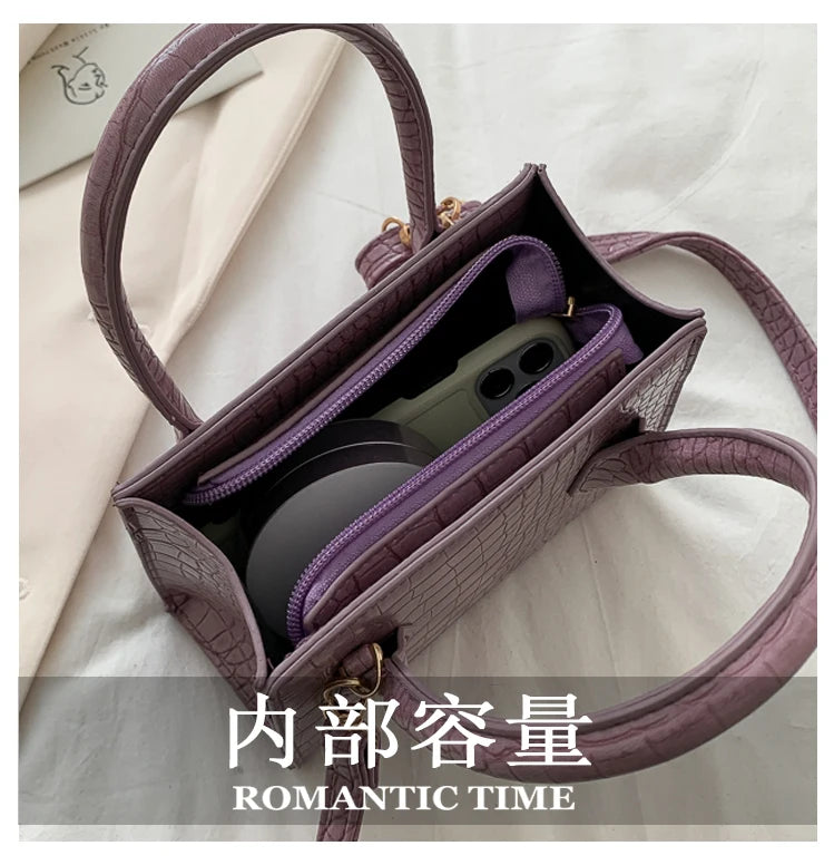 Mini Bolso Cuadrado con Patrón de Cocodrilo para Mujer