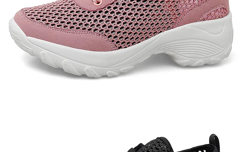 Zapatillas de Malla Hueca con Cordones | Plataforma EVA | Ligeras y Transpirables | Verano