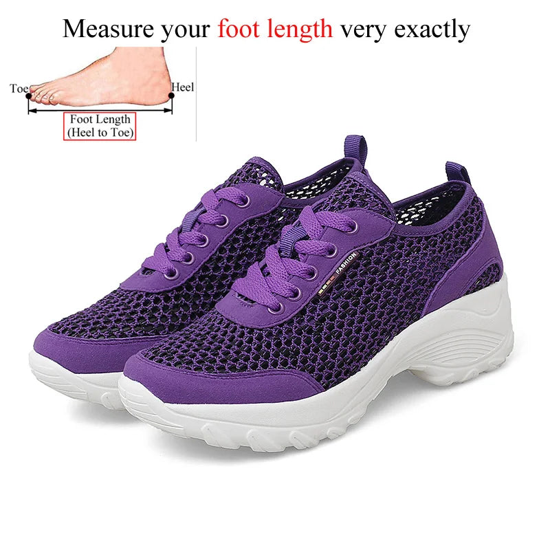 Zapatillas de Malla Hueca con Cordones | Plataforma EVA | Ligeras y Transpirables | Verano