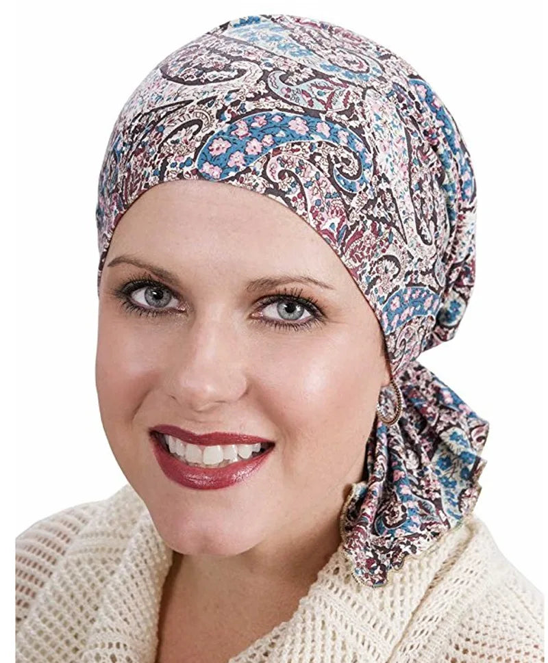Nueva bufanda musulmana de bambú preatada, gorro de quimio para mujer, turbante para mujer, sombrero, pañuelo para la cabeza, pañuelos para el cáncer, accesorios para el cabello
