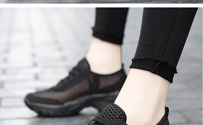 Zapatillas de Malla Hueca con Cordones | Plataforma EVA | Ligeras y Transpirables | Verano